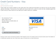 Credit card numbers validate for Visa credit cards